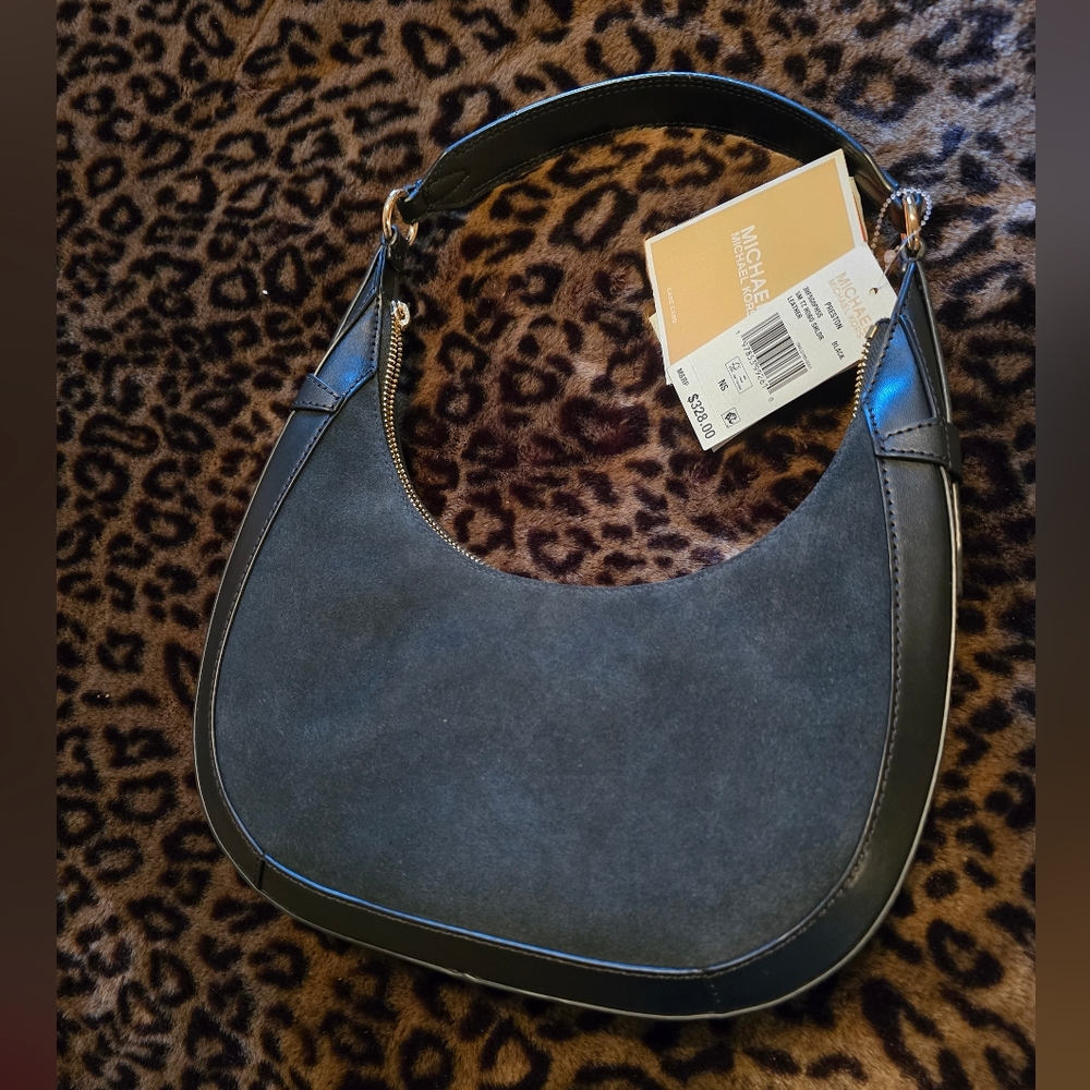 Michael Kors Elegant Preston Small Suede and Leather Bag - Picture 3 of 11